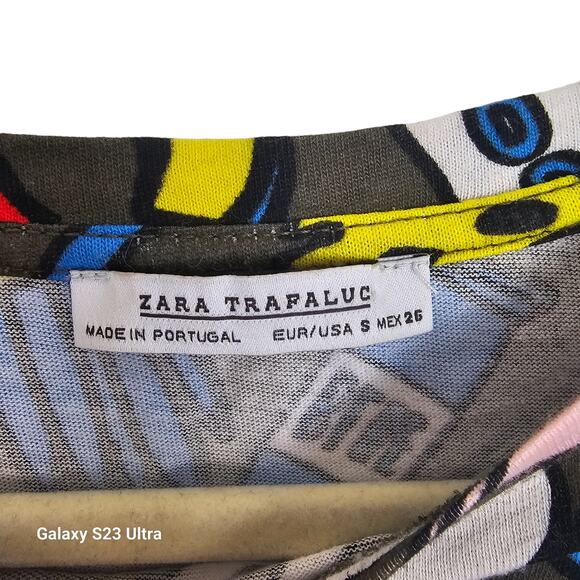 Zara Trafaluc Top Crop Top Women S Green Graphic T Shirt Short Sleeve Shirt - Picture 3 of 4